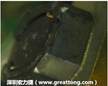 使用銀(Ag)鍍層的電源電感器(Power Inductors)，經(jīng)過(guò)推力測(cè)試后，零件端點(diǎn)上已經(jīng)看不到任何鍍層的痕跡了，所以其耐推力就比較小。