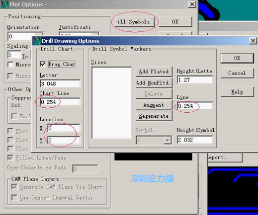 轉(zhuǎn)孔圖時(shí)也需在Customize Document欄點(diǎn)擊Option，在彈出的Plot Options-窗口中選擇Drill Symbols