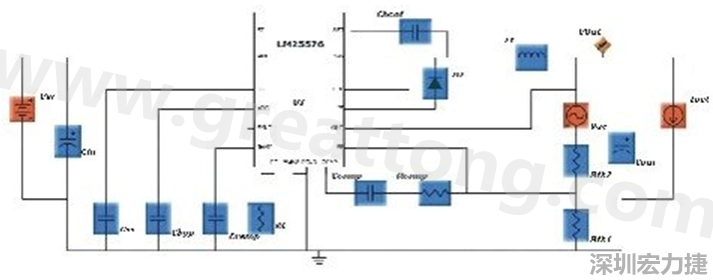 參考圖1的電流通路：把FET在導(dǎo)通狀態(tài)下流經(jīng)的通路標(biāo)記為紅色；把FET在關(guān)斷狀態(tài)下的迴路標(biāo)記為綠色。