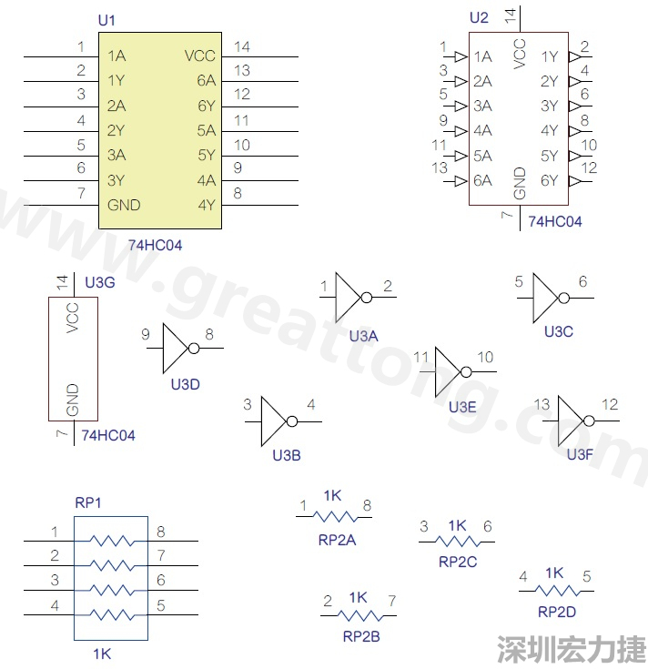 圖1 半導(dǎo)體元件供應(yīng)商所畫的電路圖符號是模擬元件的接腳圖，而非訊號流程。