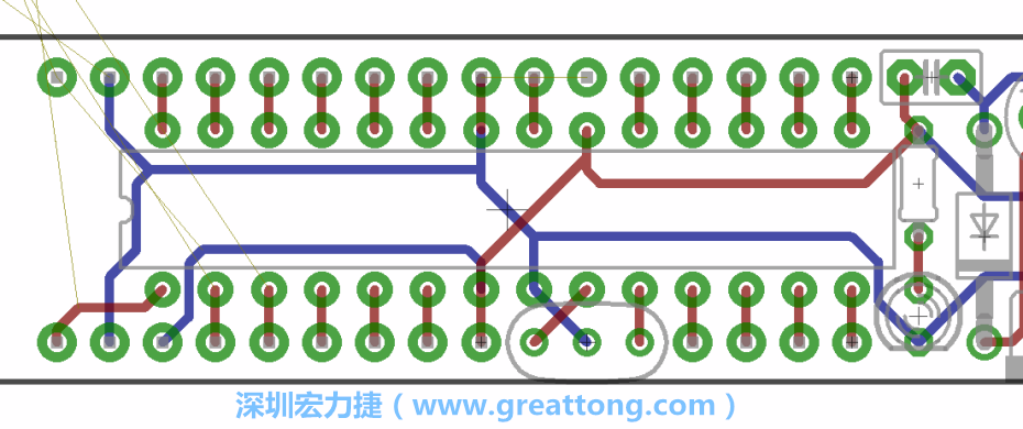如果可以的話盡量讓接地線保持在電路板的背面，這樣它們就可以在可能范圍內(nèi)和最大的接地面連結(jié)在一起。