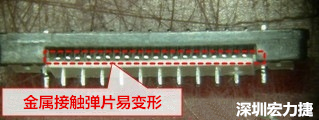 塑膠蓋子塞到connector內(nèi)側(cè)，加熱后金屬?gòu)椘菀拙植孔冃巍?